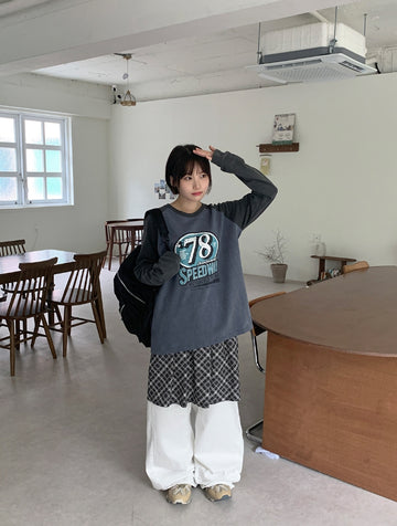 Eluki pigment color matching printing long sleeve tee